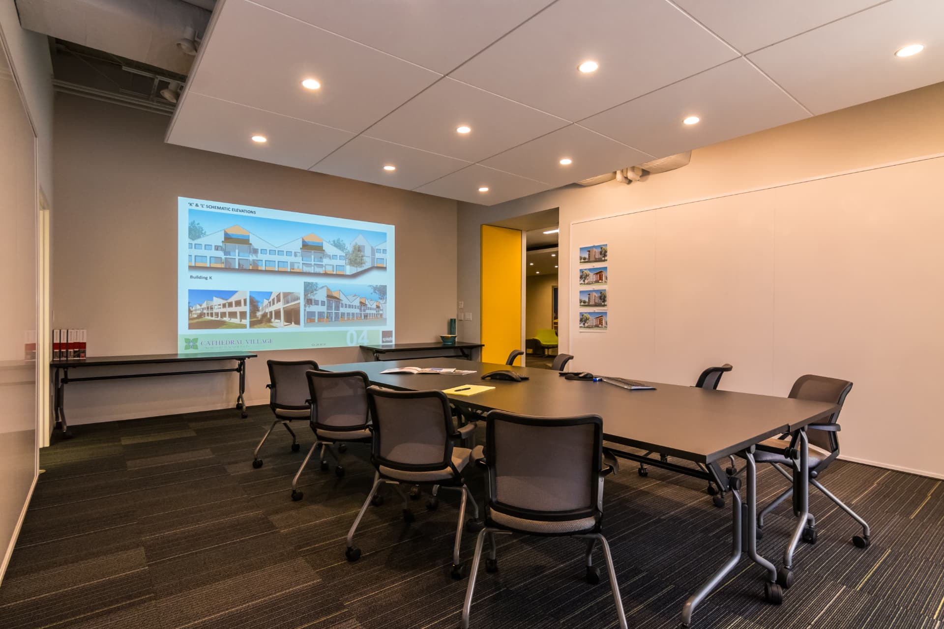 Conference room with projection screen