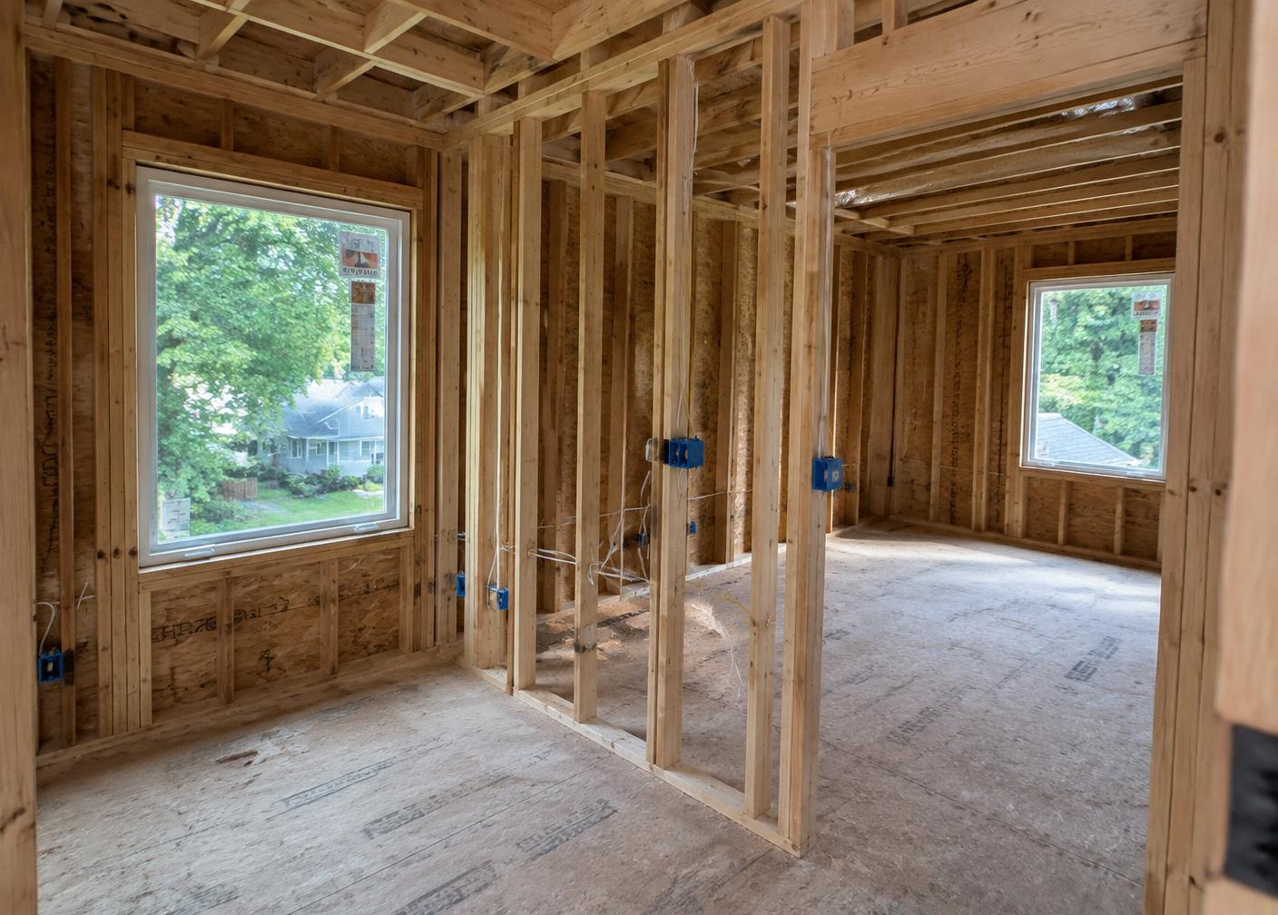 Interior framing with electrical rough-in