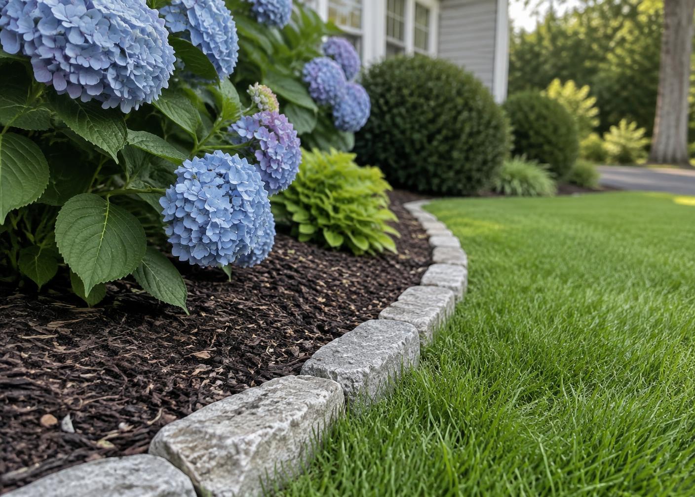 Clean bed edge and hydrangea detail