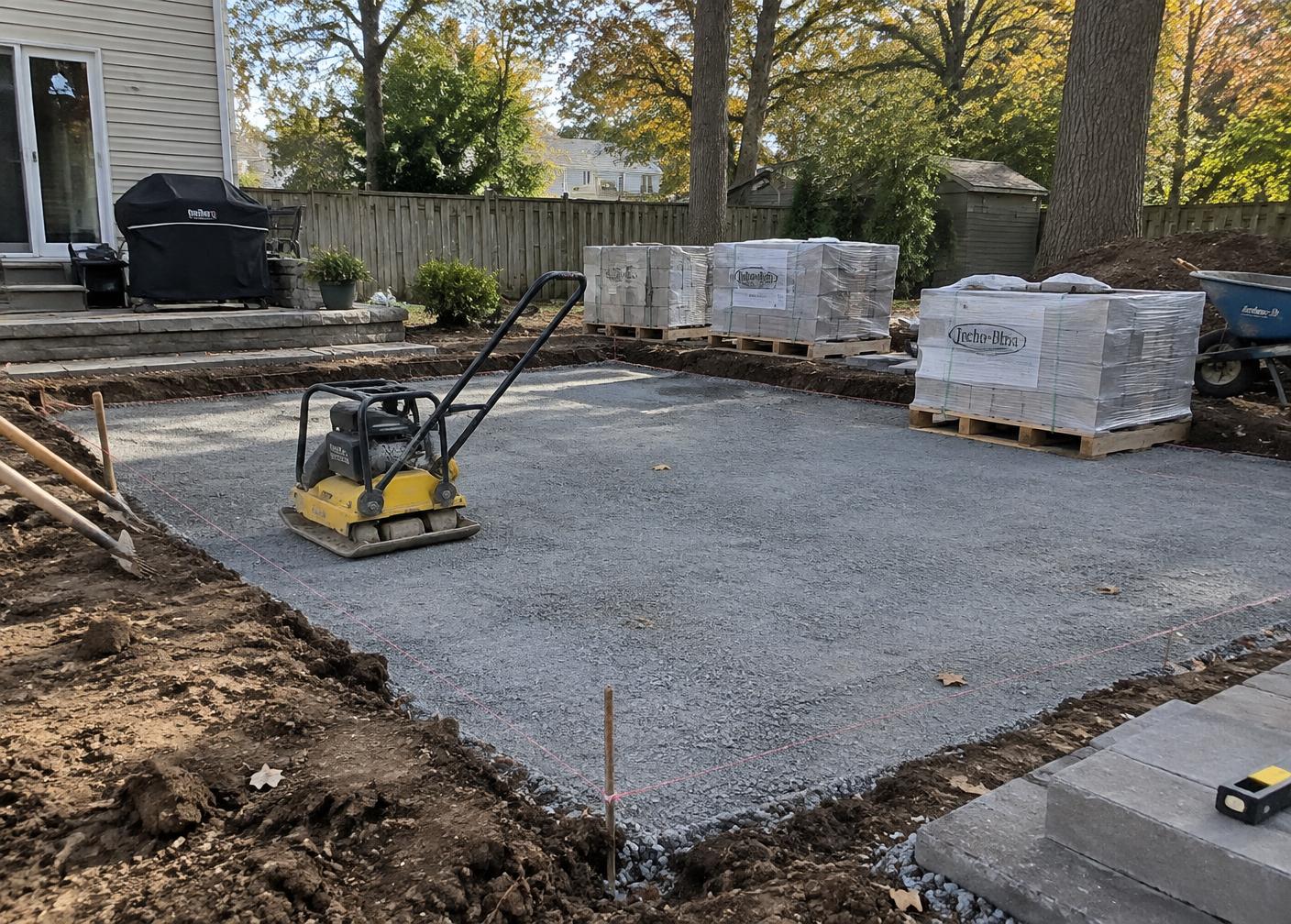 Paver base prepared during construction